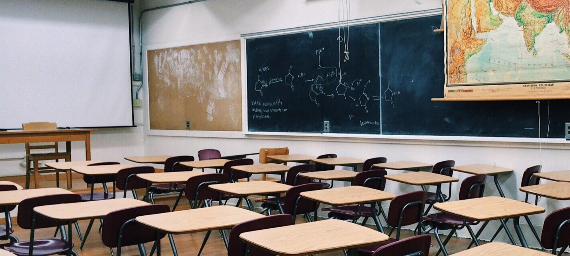 empty classroom desks 